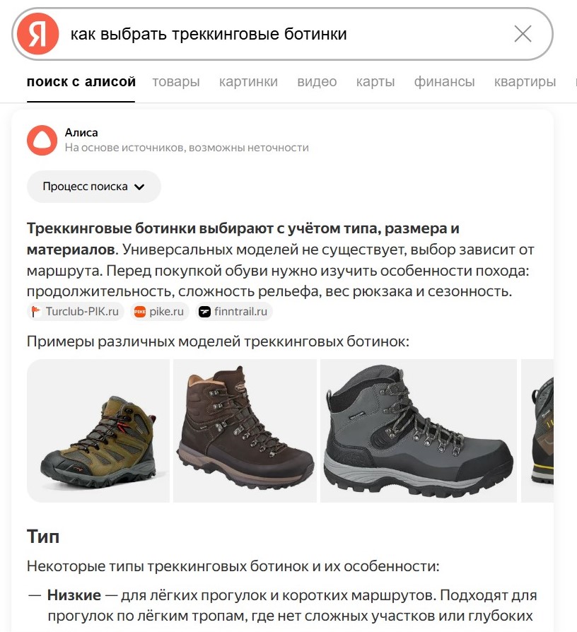 Скриншот выдачи Поиска с Алисой